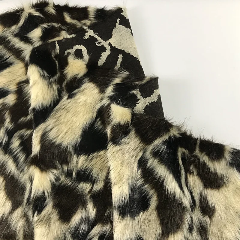 

160*100cm Beige black coffee jacquard clothing artificial smooth plush faux fur fabric for coat vest fausse fourrure tissu