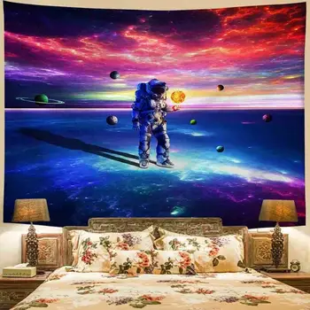 

Bohemian Space Astronaut Tapestry Wall Hanging Galaxy Bedspread Home Art Decor