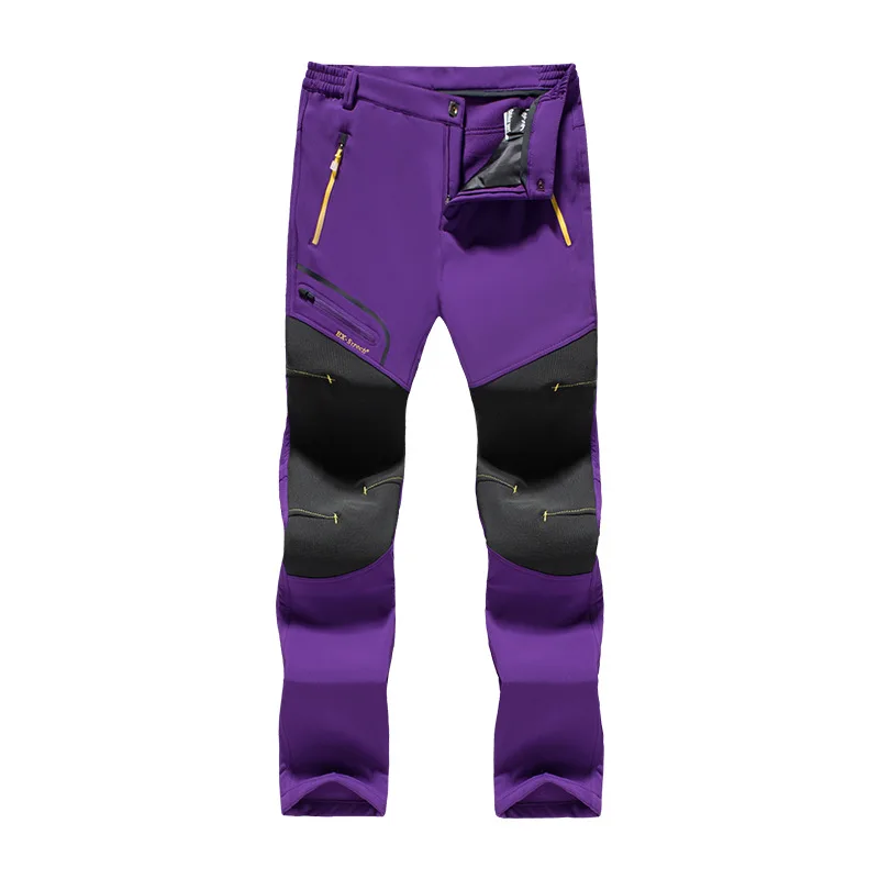 TWTOPSE зимние спортивные штаны для велоспорта мужские и женские флисовые водонепроницаемые MTB дорожные велосипедные штаны теплый термальный поход штаны для велоспорта - Цвет: Women Purple Pants
