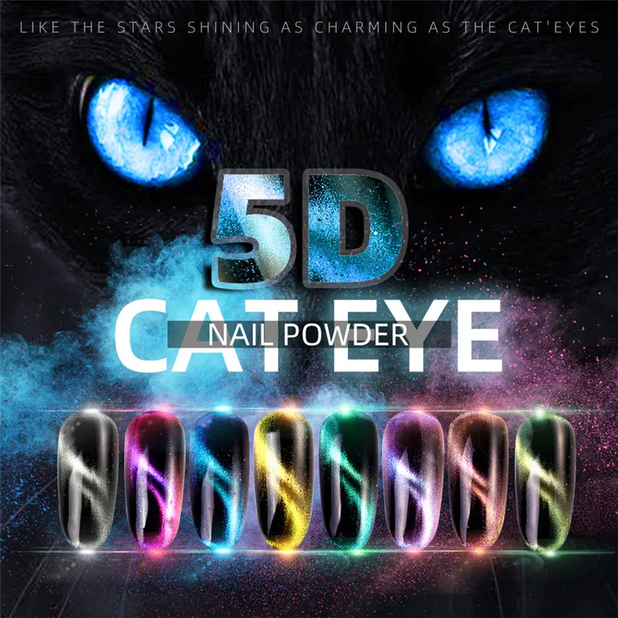 Яркие Блестки для ногтей порошок 1 коробка кошачьи глаза хром зеркальный опал