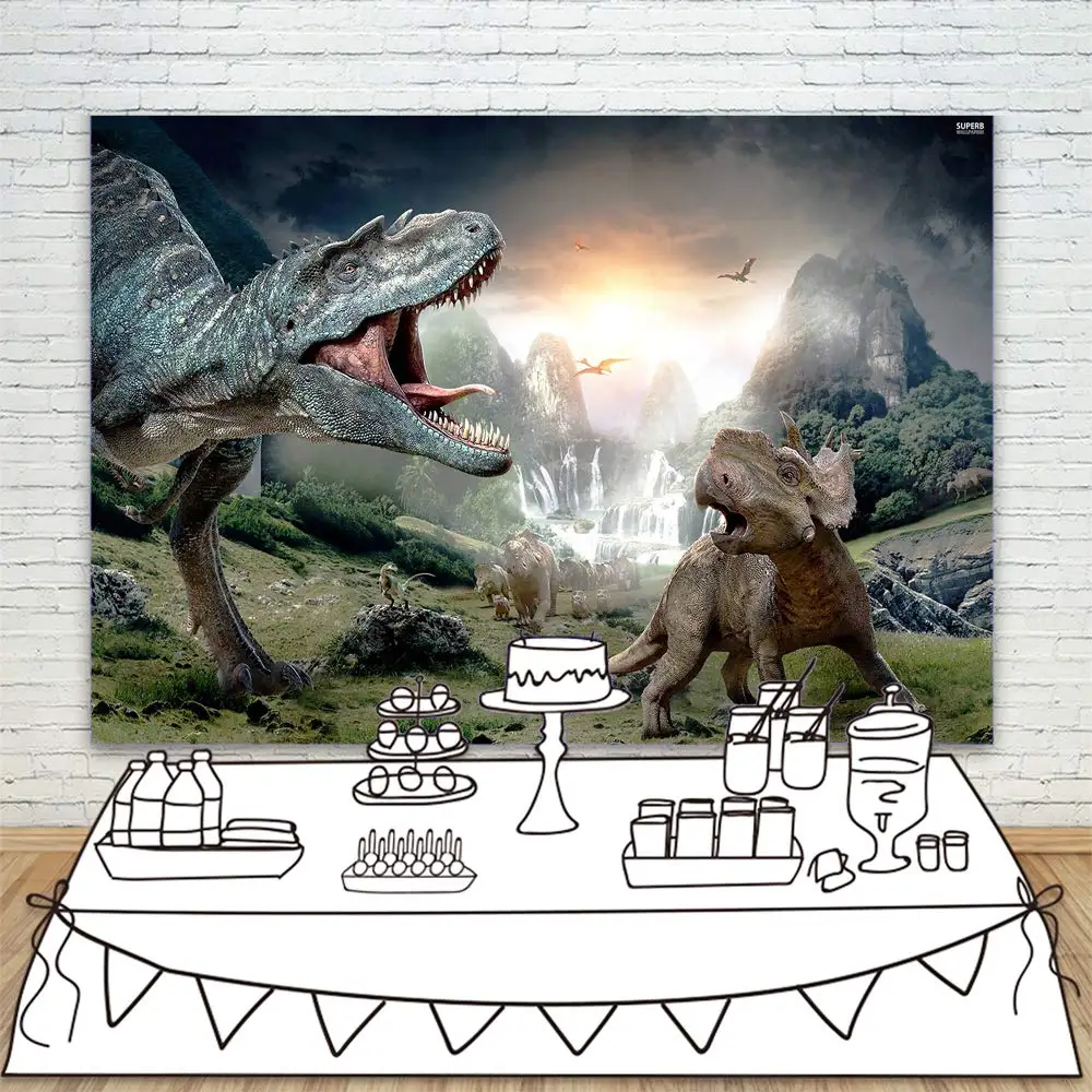 

Jurassic World Photography Background 3D Dinosaur Photo Studio Props Booth Birthday Party Decoration Banner Backdrops Photocall