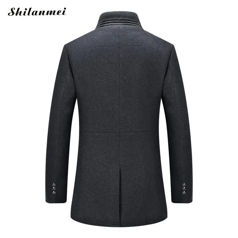 4XL зимняя мужская куртка из шерсти мужская однобортная плотная однотонная шерстяная куртка теплое пальто с воротником-стойкой высокое качество городское шерстяное пальто