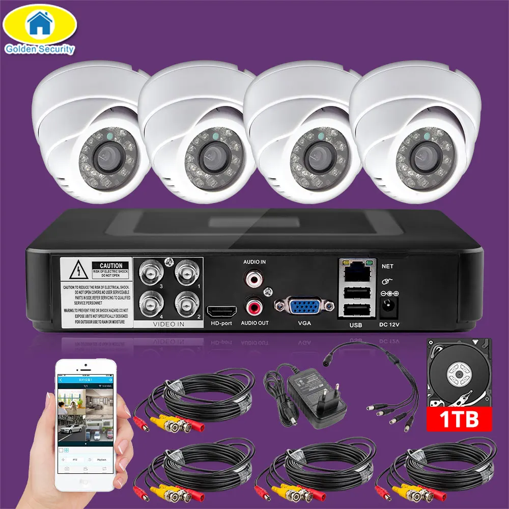 Отправлено из России 4CH CCTV DVR система видеонаблюдения, наружная 720P AHD камера ночного видения DVR CCTV Камера - Цвет: Фиолетовый