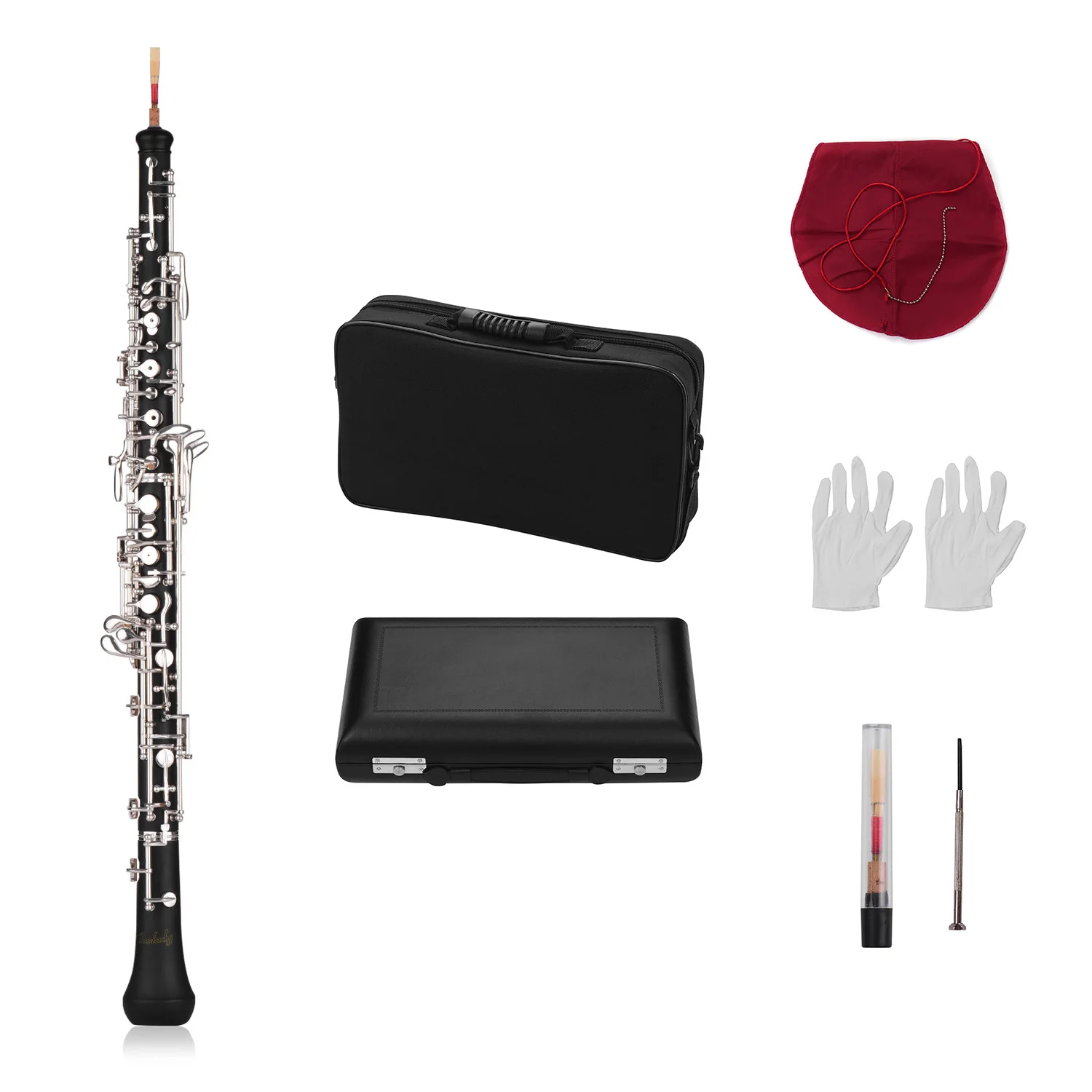 Muslady Профессиональный oboe C Ключ полуавтоматический стиль посеребренные ключи деревянный духовой инструмент с гобо Рид перчатки кожаный чехол