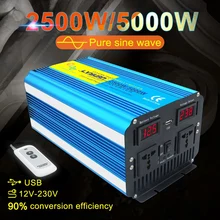 5000w Full PowerWireless pilot duża moc Inversor 12 v 220 v czysta fala sinusoidalna inwerter Conversor 12 v Solar dla samochodu Ac