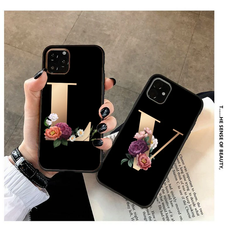 Мягкий черный чехол из ТПУ на заказ с буквенными цветами для iphone11 11PRO MAX 6S 7S 7PLUS XS XR