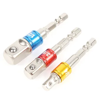 

3pc Colored Drill Bit Socket Adaptor Set Wrench Electric Screwdriver Adapter Drive Drill Power Extension Bar 1/4" 3/8" 1/2"