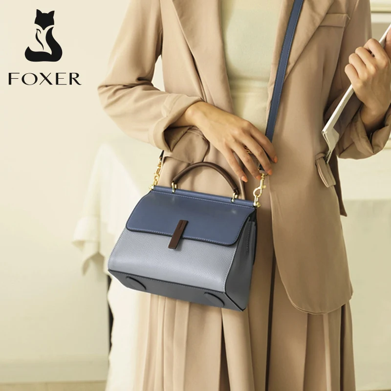 Foxer Women Genuine Leather Handbag Tote Purse Top Handle Satchel Shoulder Bag