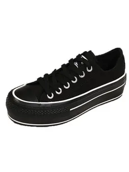 

2020 spring and autumn new thick-soled canvas shoes casual wild platform large size flat shoes
