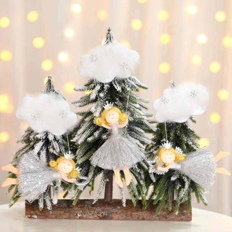 

Christmas Decorations For Home Gray White Lovely Cloud Angel Doll Ornaments Christmas Tree Pendant New Year Decor Gifts for Kids