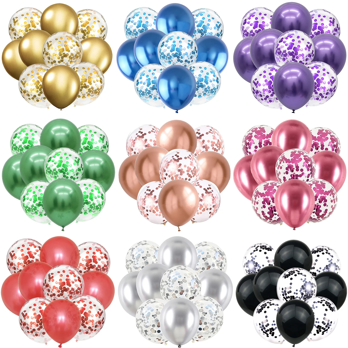 Шары воздушные латексные с конфетти золотистые/серебристые 10 шт. | Дом и сад