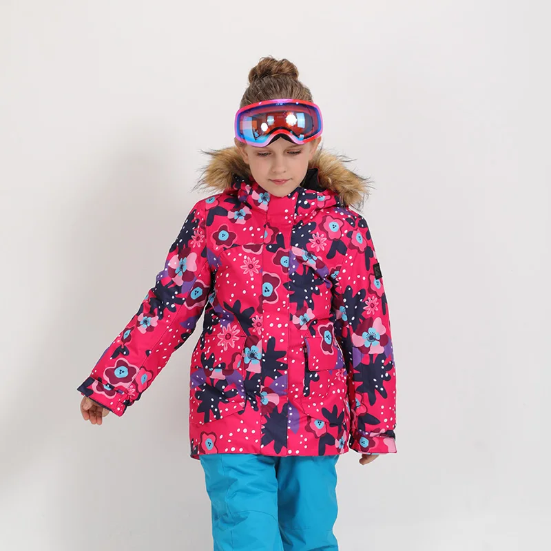 GSOU/лыжная куртка для девочек; зимняя водонепроницаемая куртка для сноуборда; ветронепроницаемая дышащая теплая спортивная детская куртка - Цвет: 190508-508-012