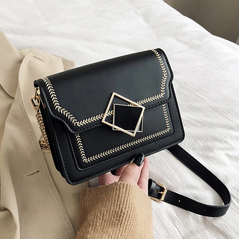 

Chain Pu Leather Crossbody Bags for Women 2020 Small Shoulder Messenger Bag Special Lock Design Female Travel Handbags
