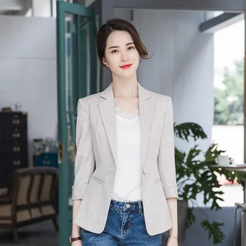 

2019 Autumn Seven Points Sleeve Slim Fit Small Suit Coat Female Occupation Small Suit Short Money Leisure Joker Top