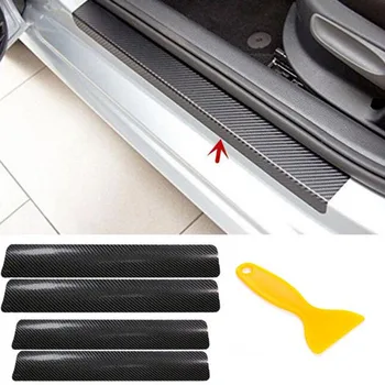 

4pcs 3D Carbon Fiber Car Door Sill Protector Stickers for Ford Focus Kuga Fiesta Ecosport Mondeo Escape Explorer Edge Mustang