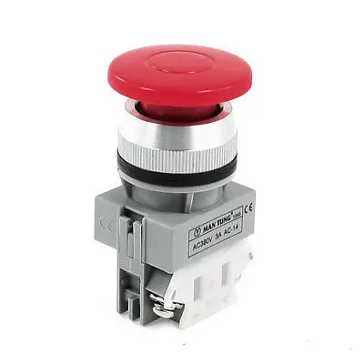 

380VAC 3A Panel Mounting Non Lock Red Mushroomhead Momentary Push Botton Switch