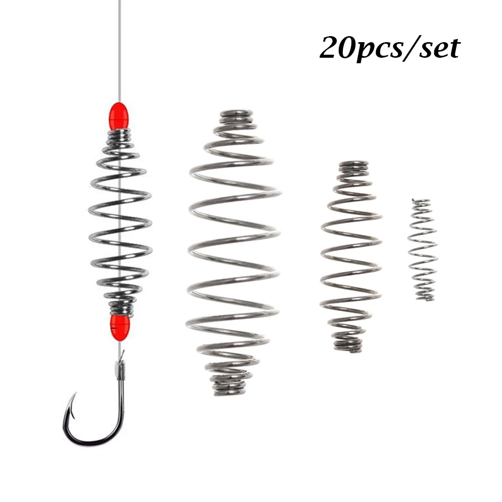 

20Pcs Carp Fishing Spring Feeder Cage Hair Rig Combi Rigs Floating Feeder Accessory Stops S M L Carp Fishing Tackle High Quality