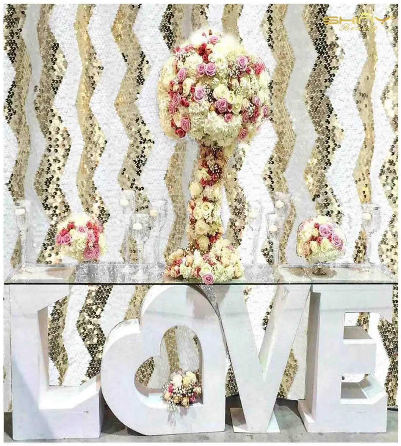

Shinybeauty Gold Chevron Sequin Photo Backdrop Prom Backgrounds Party Decoration Wall-M190728