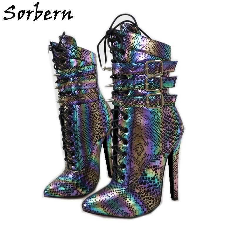 

Sorbern Unisex Boots Wedges High Heel Platform Women Shoes Size 13 Black Booty Women Custom Designer Short Boots Lace Up New