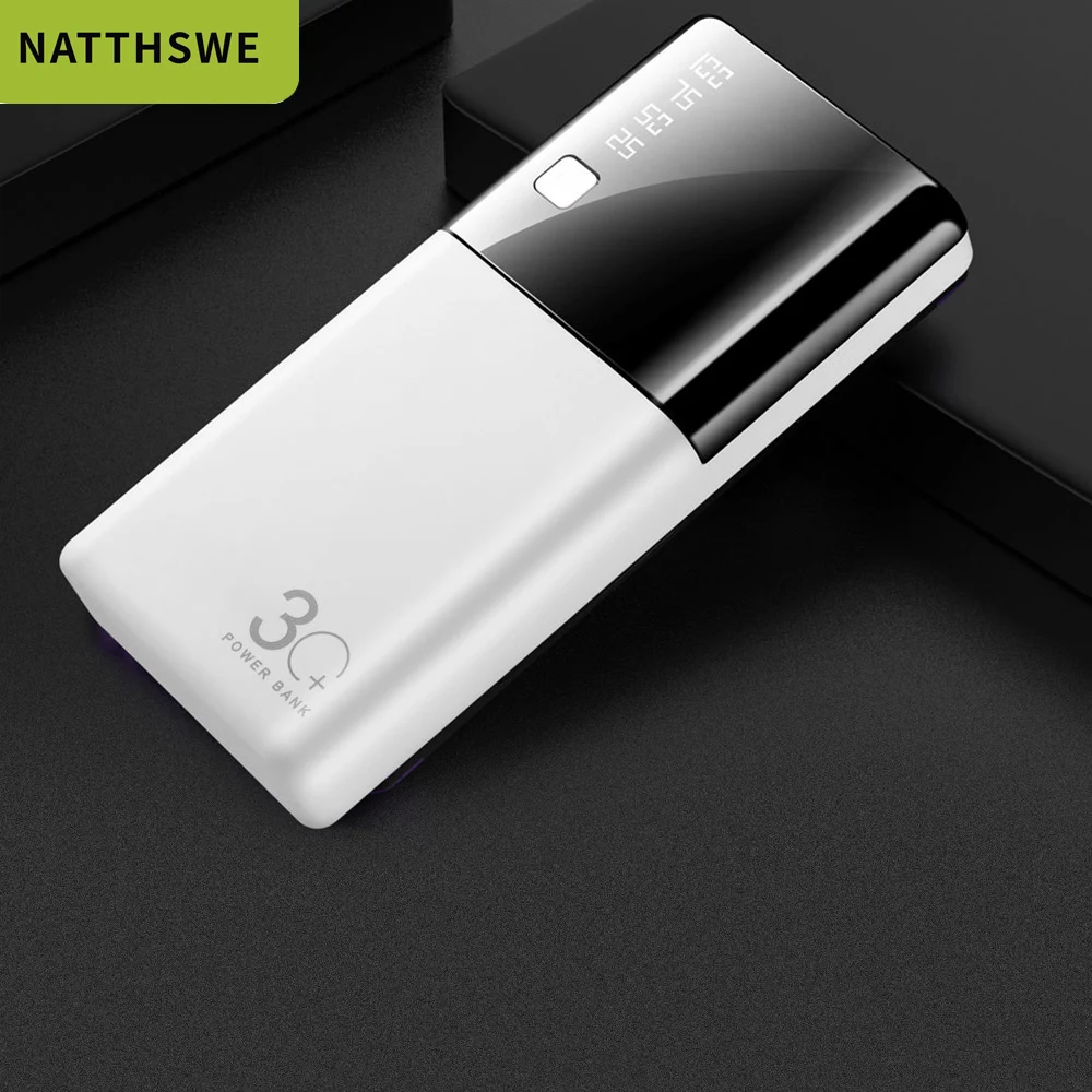 NATTHSWE 20000mAh Large Capacity Mobile Power Bank Portable External Battery with 3 USB Output Ports and Digital Display Screen