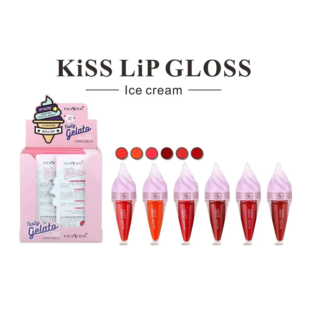 Ice Cream Lip Gloss Waterproof Long Lasting Makeup Liquid Lipstick Lip Tint Makeup Cosmetic Professional Hydrating Moisturizing