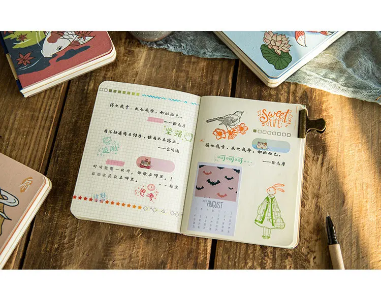 Китайский Koi винтажный журнал пуля прекрасный ноутбук офисный дневник планировщик время Управление школьным расписанием Канцтовары точечная миллиметровая бумага
