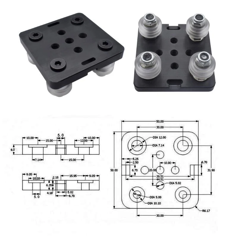 Kit de plat de portique, poulie de plaque coulissante spéciale avec roues noires/blanches, pièces d'imprimante 3D pour profils en aluminium à fente en V 2040, 1 pièce V