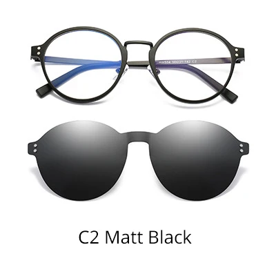 Tony Stark, магнитные солнцезащитные очки без оправы, поляризованные очки по рецепту, круглые очки, прозрачные очки Z934 - Цвет линз: C2 Matt Black