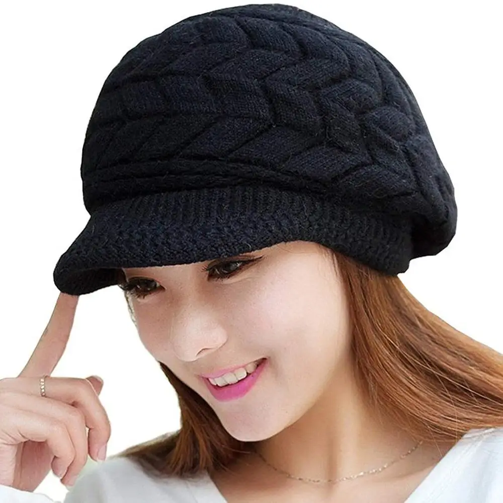 Womens Beanie Wool Newsboy Cap Winter 