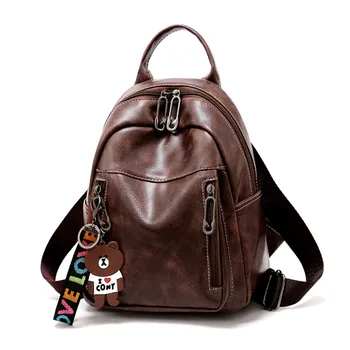 

Bag Women 2020 New Korean Women's Shoulder Bag Fashion Trend Pu Retro Soft Leather Backpack Double Zipper Women's Bag