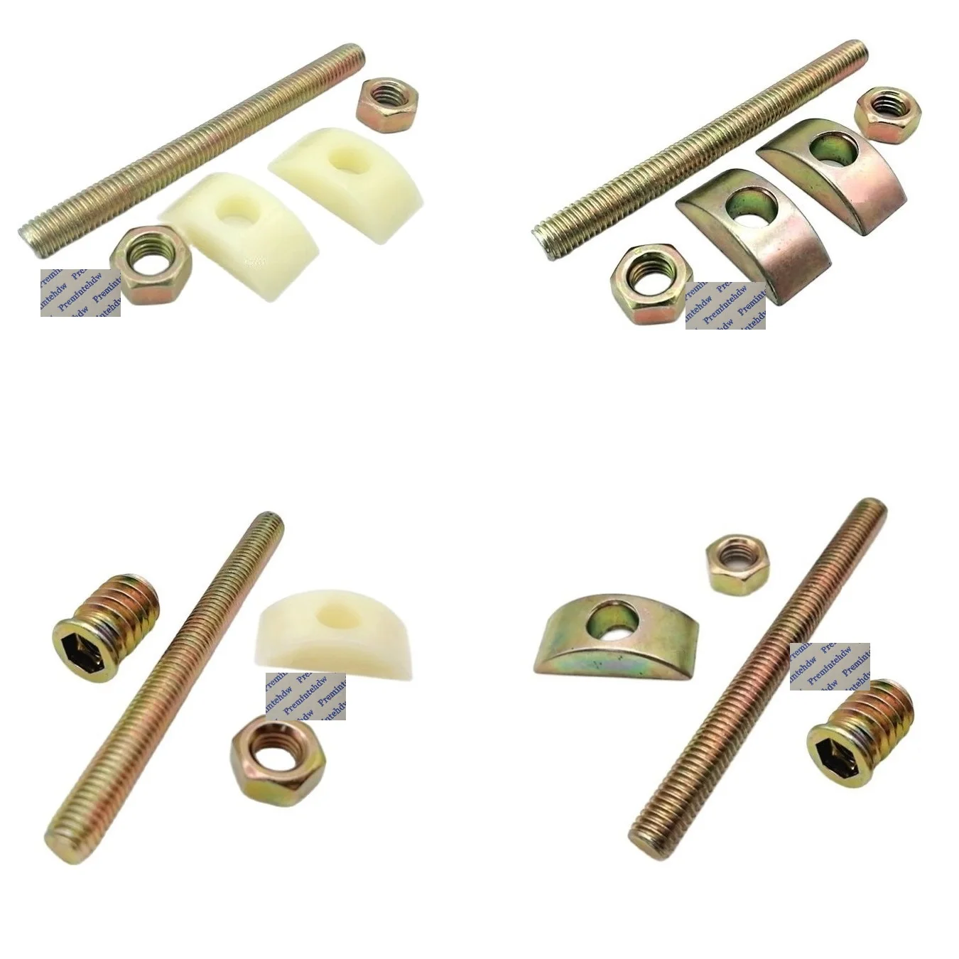 10Pcs Bed Rail Threaded Dowel Bolt Joiner Connector Zinc Nylon Half Moon Washer Insert Nut Single Double 90 180 Degrees Join