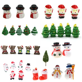 

1-5Pieces Resin Miniature Christmas Tree Santa Claus Snowmen Terrarium Accessories Micro Fairy Garden Figurines Doll House Decor