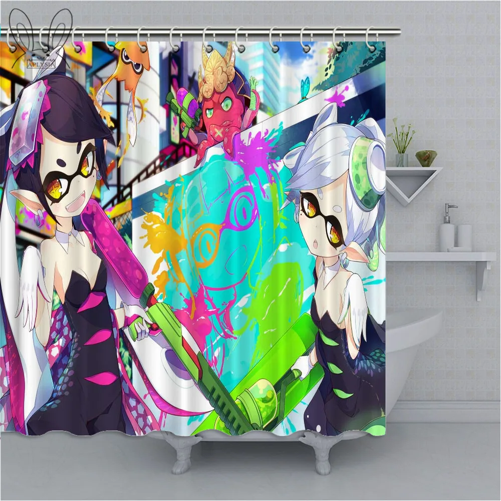 Цветная занавеска для душа aplyasia Splatoon 3D Водонепроницаемая полиэфирная ткань занавеска для душа s для декора ванной комнаты
