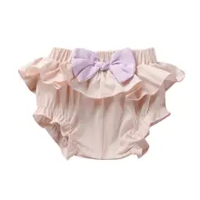 Детские шорты с бантом для маленьких девочек; Bebe; пижамные штаны; однотонные повседневные трусы; детская одежда