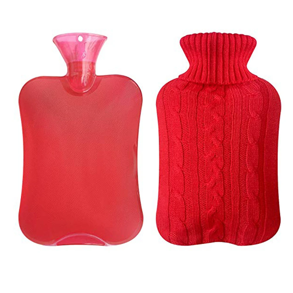 

2000ml High Density PVC Hot Water Bag Explosion-proof Thickened+Knitted Cover Cute Cartoon Hand Warm Hot Water Bottle