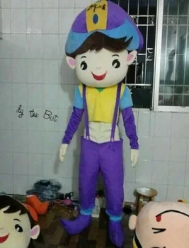 

New Purple Strap Smart Boy Mascot Costume Halloween Suits ** Game Dress Outfits Unisex Cosplay Hallowen Gift