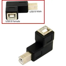 2 pces 90 ângulo usb b revolução b adaptador de impressora fêmea usb 2.0 bm para bf adaptador suporta win98/2000/xp/vista/win7 mac os v9.0