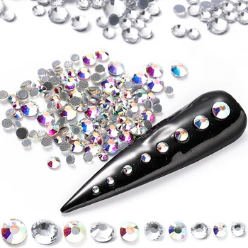 

1440pcs Nail Rhinestones Flatback Shining White AB Glass Nail Decor Hot Fix Crystal Stones Charm DIY Manicure Accessories JI1610