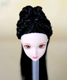 1 шт. очаровательные Куклы тело 1/6 куклы голова с макияжем 3D глаза голова длинный парик волосы куклы аксессуары Игрушки для девочек - Цвет: 1pcs head