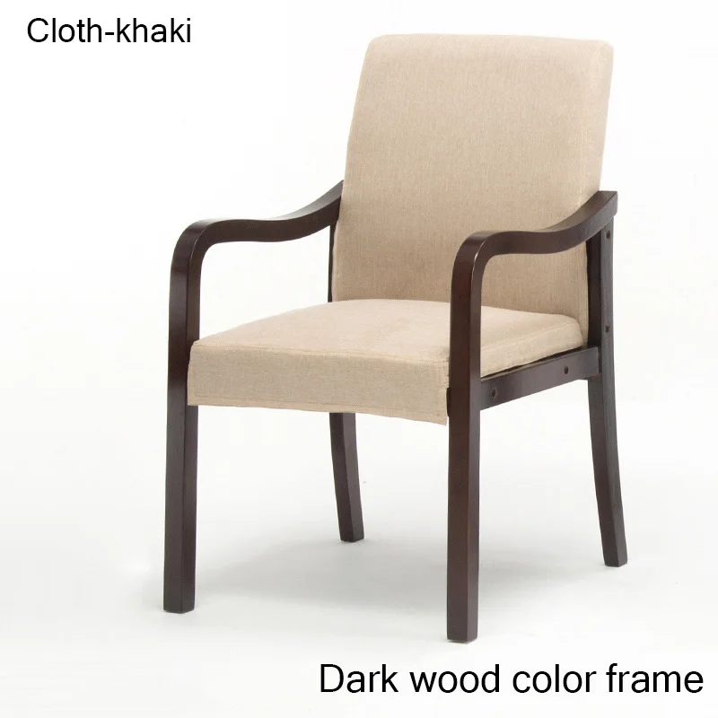 Cloth-khaki Современной плотной древесины столовая для обеденного стула ткань офисная Конференция ресторанное кресло с подлокотниками дома исследование гостиной стул из твердой древесины - Цвет: Cloth-khaki