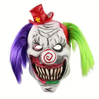 

Red Hat Scary Head Mask Horrible Clown Shape Mask for Halloween Cosplay Theme Night Performances Ghost House Decoration