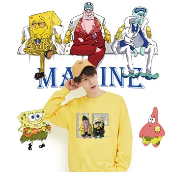 

iron on patches SpongeBob patch application of one another stripes on clothes stickers applique thermo sticker topps Decor DIY