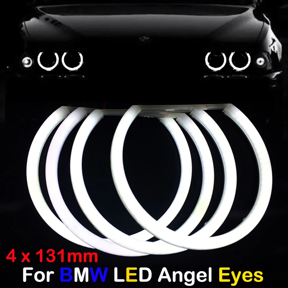 Двойной цвет белый/янтарный 131 мм Halo кольца хлопок светильник SMD светодиодный ангельские глазки для BMW E36 E38 E39 E46 M3 3.5.7 серии автомобилей-Стайлинг лампы