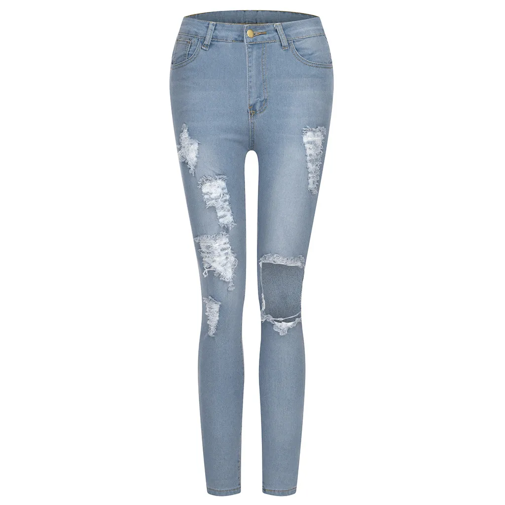 KANCOOLD брюки женские модные рваные узкие джинсы из денима, тянущиеся тонкие спортивные штаны брюки на молнии Новые Джинсы женские 2019Oct7