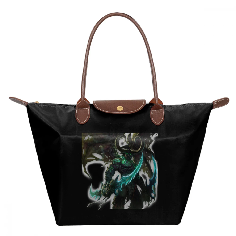

World Of Warcraft Handbag Illidan Top-handle Bags Womens Nylon Women Tote Bag Teenage Wide School Pattern hobo Handbags