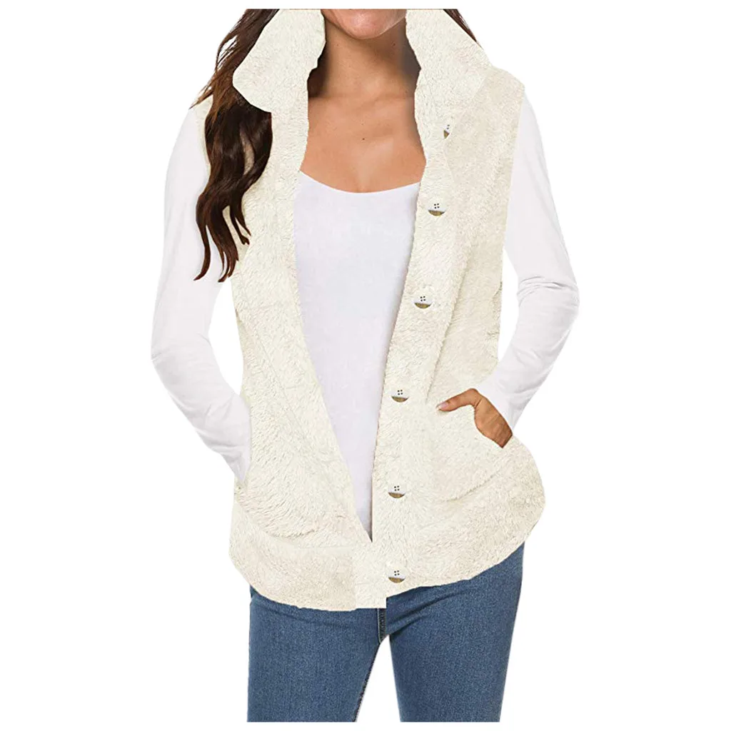 

Women Faux Fur cardigan sweater Winter 2019 Fashion Lady Solid Casual Sleeveless Warm Vest WaistCoat sueter mujer invierno 2019