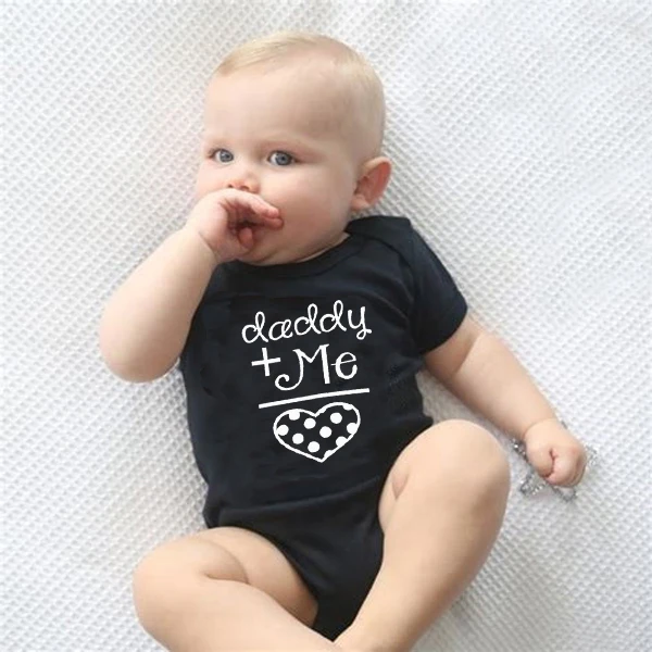 

2019 Summer Newborn Baby Bodysuit Daddy Me Funny Printing Short Sleeves Baby Boy Girl Jumpsuit Onesie