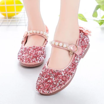 

Children's Princess ShoesGirls' Wedding Comfortable Flat Shoes Baby Girl Fashion Spring Pearl Bow Party Shoes