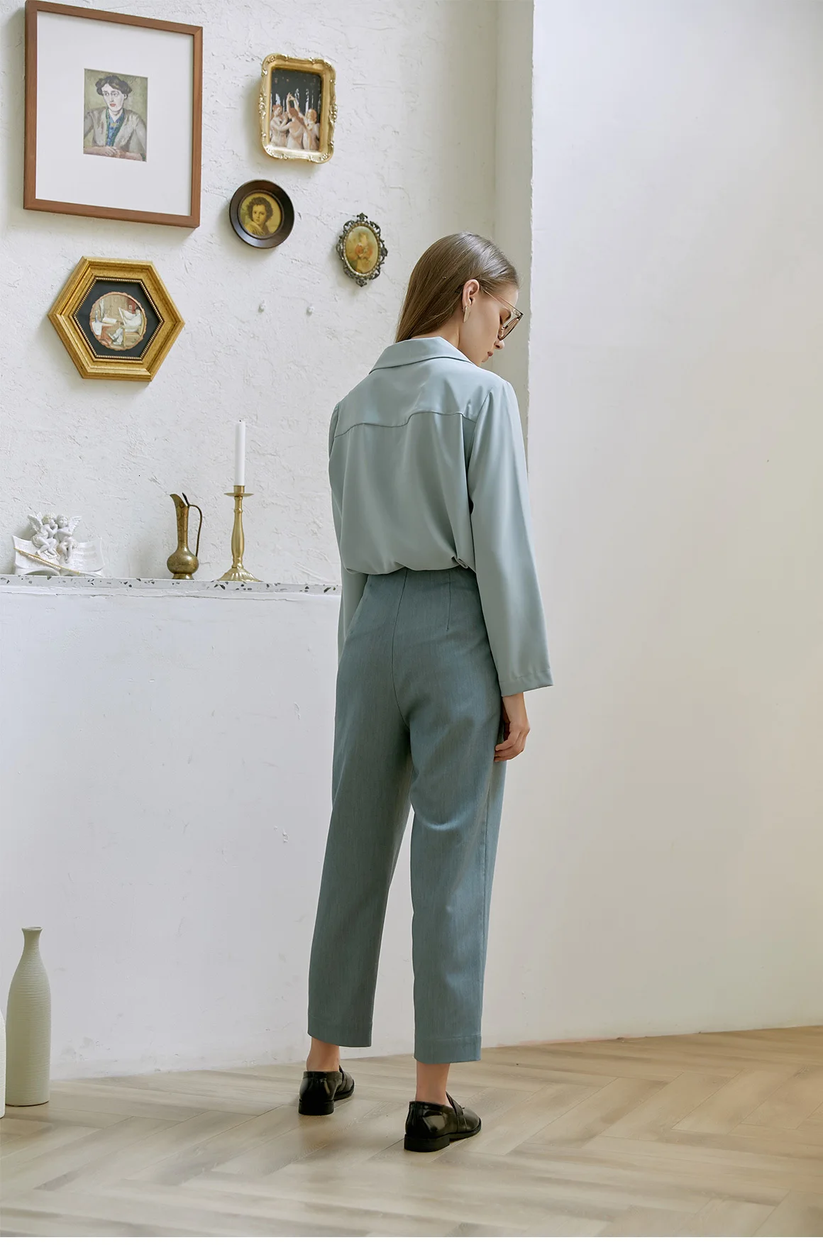 [DEAT] High Waist Pocket Pleated Ankle-Length Trousers New Loose Fit Harem Pants Women Fashion Tide Spring Autumn 13E200