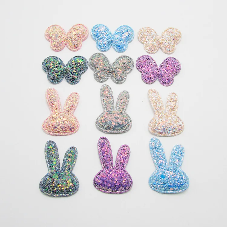 

20Pcs/lot Rabbit Butterfly Shape Glitter Patches Appliques for DIY Craft Hair Clip Bows Decoration Accessories Scrapbooking